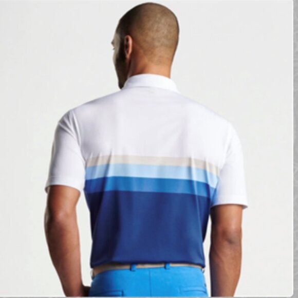 Peter Millar Crown Sport Fulton Performance Golf Jersey Polo Shirt Striped NWT - Picture 3 of 6